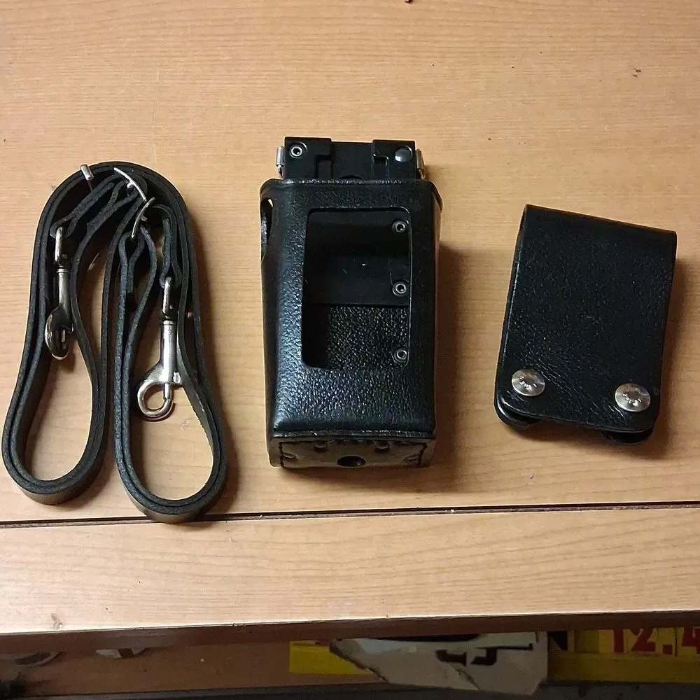 2-Harris Macom 2-way Radio Holster KRY 101 1605/12 R2B, strap, & bonus belt clip